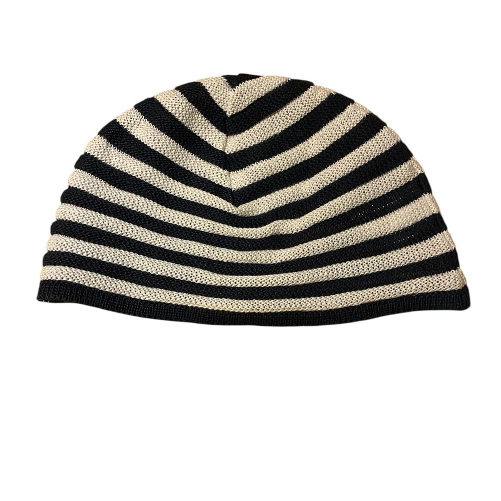 Giorgio Armani Black and Cream Striped Hat